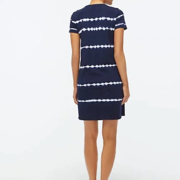 j Crew Navy & White Tie Dyed Short Sleeve Tee Shirt Cotton Dress Size Medium NEW - Picture 3 of 11